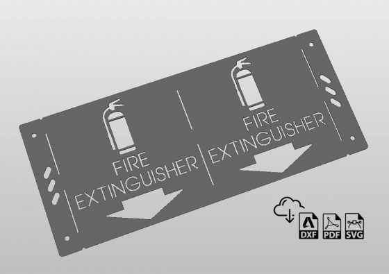 Fire Extinguisher 3D Sign (90 Degree) DXF File